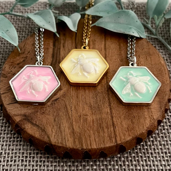 Faux Ceramic Bee Necklace